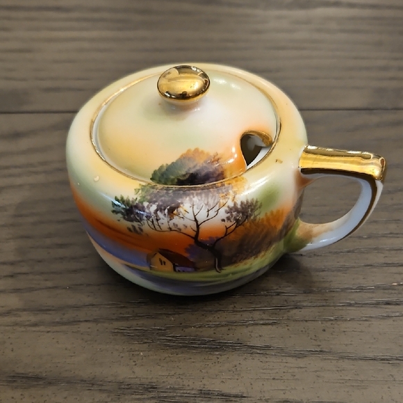 Noritake Other - Noritake Multicolor Mustard Pot with Gold Accents VINTAGE